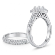 Princess-Cut Zircon Couple Rings – Micro-Pave Full Zircon Engagement & Wedding Ring Set