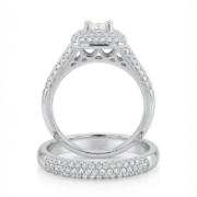 Princess-Cut Zircon Couple Rings – Micro-Pave Full Zircon Engagement & Wedding Ring Set - Image 2