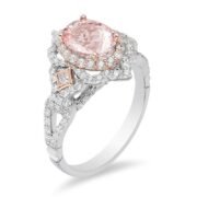 Enchanted Disney Aurora Oval Morganite and 3/4 CT TW Diamond Scallop Frame Engagement Ring in 14K Two-Tone Gold - Image 3