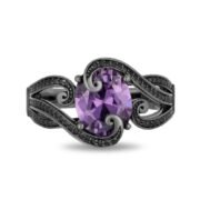 Enchanted Villains Ursula Oval Amethyst and Enhanced Black Crystal Ring in Titanium steel - Image 2