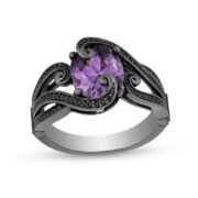 Enchanted Villains Ursula Oval Amethyst and Enhanced Black Crystal Ring in Titanium steel - Image 6