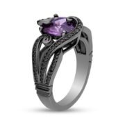 Enchanted Villains Ursula Oval Amethyst and Enhanced Black Crystal Ring in Titanium steel - Image 4