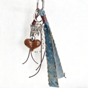 Brown heart-shaped bag decoration