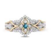 ENCHANTED JASMINE SWISS BLUE TOPAZ AND CRYSTAL RING IN TITANIUM STEEL AND COPPER AND ZINC ALLOY - Image 2